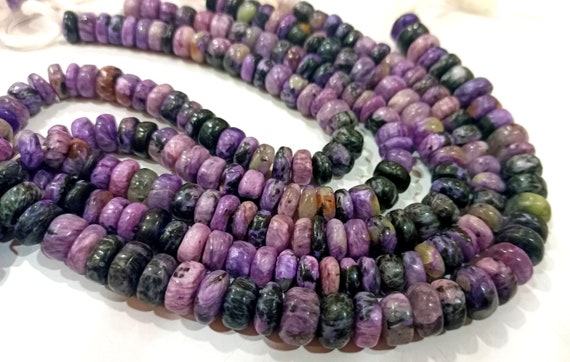 Natural Gemstone Charoite Rondelle Plain Smooth 9-10mm Beads Sold Per strand 8 inches Long Jewelry Making Beads