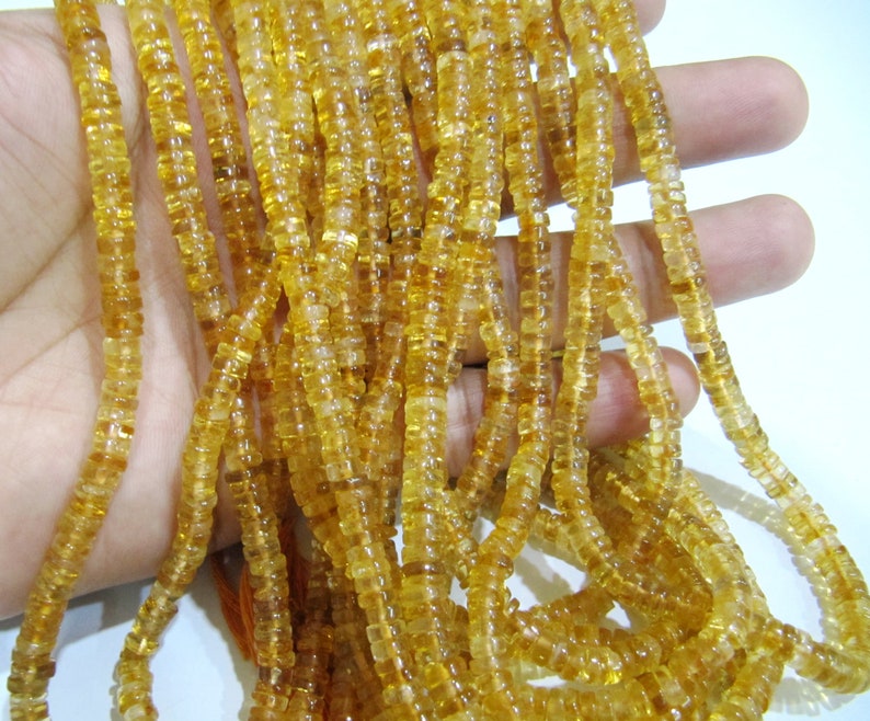 ON SALE Natural Citrine Tyre Shape Rondelle Plain Smooth Size 4 to 8mm Jewelry Making Beads Strand 8 inches Long Sold Per Strand