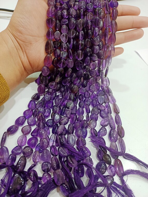 Natural Amethyst Free Shape Plain Smooth Tumbled Nugget 10to14mm Beads Sold Per Strand 18 Inches Long Great Quality Beads