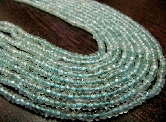 Natural Aquamarine Rondelle Faceted 5-6 mm Gemstone Beads Strand 13 inches long Top Quality Wholesale Prices aquamarine Gemstone beads