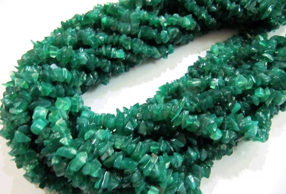 Natural Green Onyx Chip Gravel Uncut Nugget 6mm To 9mm Beads Green Color Jewelry Making Beads Strand 35 Inches Long Sold Per strand