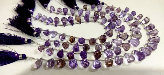 Natural Ametrine  Briolette Faceted Teardrop 6x10mm to 9x15mm Beads Sold per Strand 8 inches long Top Quality Beads