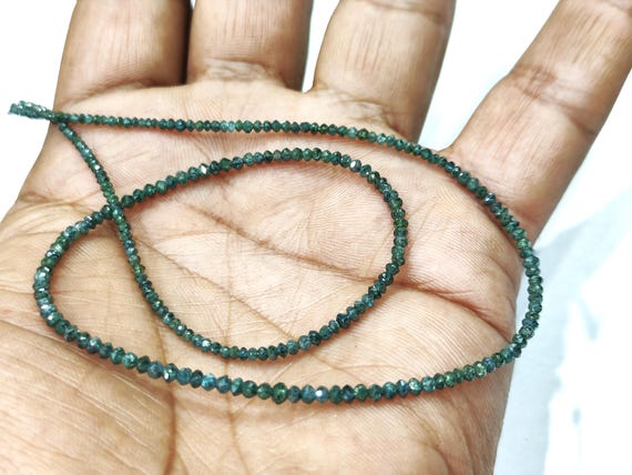 Natural Blue Diamond Rondelle Faceted Beads Certified Diamond beads  Size 1.5mm to 2.5mm  CHOOSE LENGTH