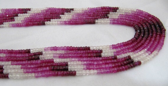 Multi Color Ruby 3mm To 4mm Rondelle Faceted Beads Strand 13-14 Inches Long  Ruby Imitation Red Color Beads For Jewelry Making