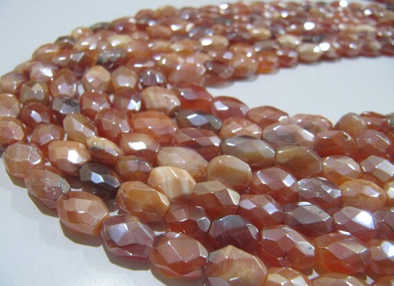 Natural Carnelian Oval Shape Faceted Sliver AB Mystic Coated 6x9mm Gemstone Beads Strand 13 inches long Top Quality Wholesale Prices