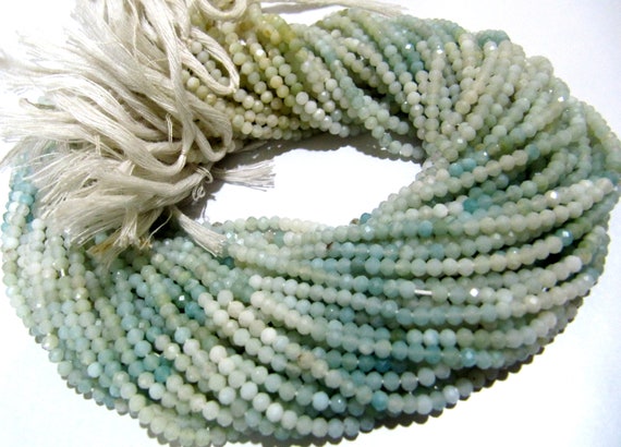 Natural Amazonite Gemstone Round Faceted Beads Size 2.5mm to 3mm Shaded Beads Strand 13 Inch Long Sold Per Strand Wholesale Prices