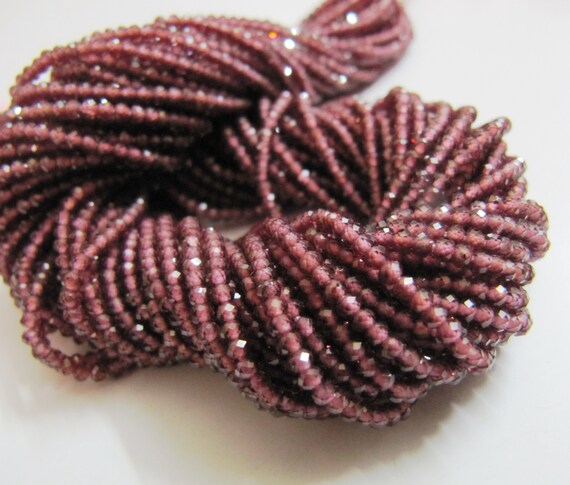 Natural Garnet Rondelle Faceted 2mm Beads, Semi Precious Beads Micro faceted Strands 13 to 14 inches Long Sold in WHOLESALE price