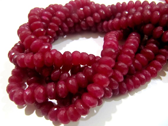AAA Quality Dyed Ruby Beads Rondelle Faceted Ruby Beads Size 8-9mm Strand 13 inch long Micro Faceted Gemstone Beads Wholesale Prices