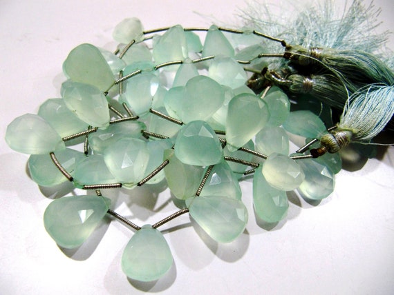 Aqua Chalcedony Briolettes 10x15mm to 12x16mm Size Pear Shape Beads Sold per stands of 8 to 9 inch approx long Teardrop Faceted Beads