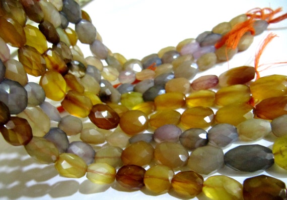 Natural Multi Chalcedony Oval shape Briolette Faceted 8x12mm to 12x15mm Size Beads Strand 10 Inches long Wholesale Price jewelry making Bead