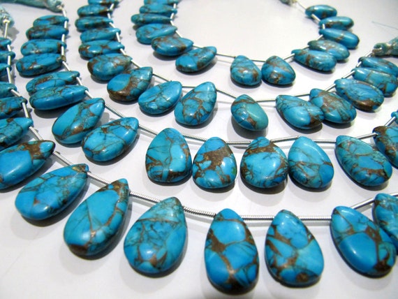 Sky Blue Oyster Turquoise Pear Shape Smooth Plain Size 10x16 To 12x20mm Sky Blue Color shaded Beads Strand 8 inches Long Sold Per Strand