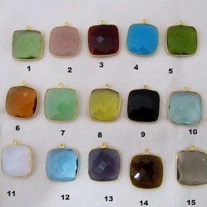 Gemstone bezel Hydro Quartz Cushion Shape 22 to 24mm Briolette Connectors Single Loop Charms sold per piece
