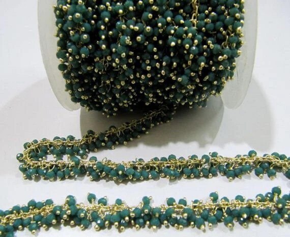 3 Ft- Faceted Peruvian Chalcedony Grape Chain Hydro Quartz 2.5mm Faceted  Wire Wrap Rosary Beaded Angoori Chain Wholesale Price