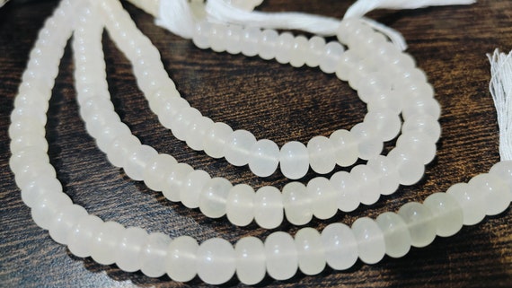 Natural White Quartz Rondelle Plain Smooth 8mm Beads Sold Per Strand 8 inches Long Great Quality Beads