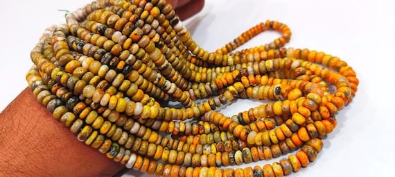 Natural Yellow Jasper Rondelle Plain smooth 8mm Beads Sold per strand 8 inches long Great Quality Beads