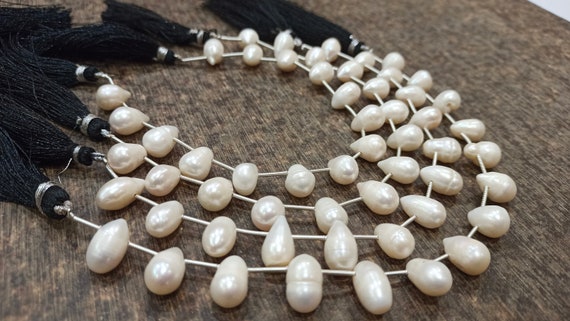 Natural Pearl 10 to 12mm Long Teardrop Beads Sold Per Strand 8 inches long Jewelry making Best Quality beads