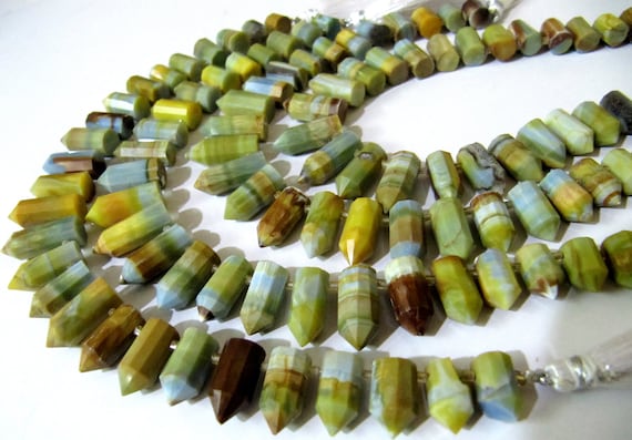 Natural Boulder Opal Briolette Faceted Pencil Bullet Shape 0.5 to 1 inch Long Beads Strand 8 inches long Wholesale Prices