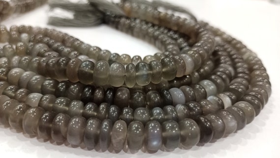 Natural Grey Moonstone Rondelle Plain  8mm Gemstone Beads Sold Per Strand 8 Inches Long Great Quality Wholesale Beads