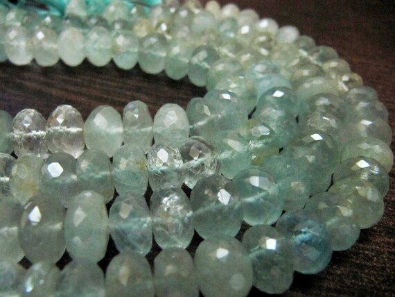 Natural Aquamarine Rondelle Faceted 9 to 11 mm Gemstone Beads Strand 8 inches long Top Quality Wholesale Prices aquamarine Gemstone beads