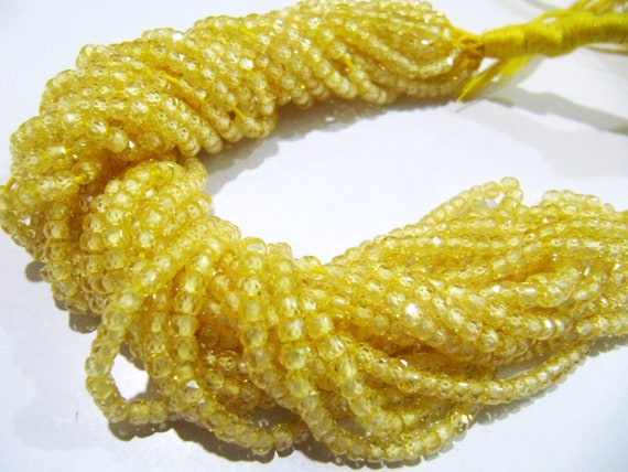 Natural Yellow Cubic Zirconia CZ Rondelle Faceted Beads 3mm Strand 13 inch long Top Quality Wholesale prices Jewelry making gemstone  beads