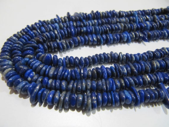 Natural Lapis Lazuli Nugget Shape Flat Tumbled Plain Smooth 5mm To 10mm Beads, Jewelry Making Beads Strand 8 Inches Long Sold Per Strand