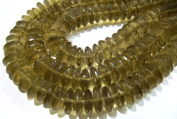 Natural Genuine Beer Quartz Gemstone German Cut Rondelle Faceted Beads 8-12 mm Strand 8 inches long Graduated Beads Wholesale