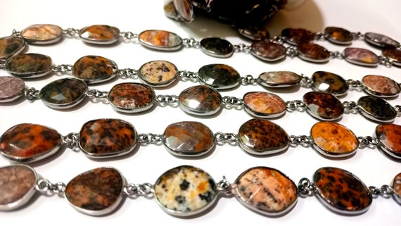 Natural Brown Agate Free Shape Briolette faceted 10 to15mm Bezel Connector Chain Sold Per Foot Great Quality Chain Wholesale Prices