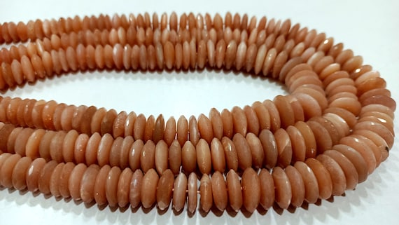 Natural Peach Moonstone German Cut 9 to14mm Beads Sold Per Strand 8 Inches Long Best quality Beads