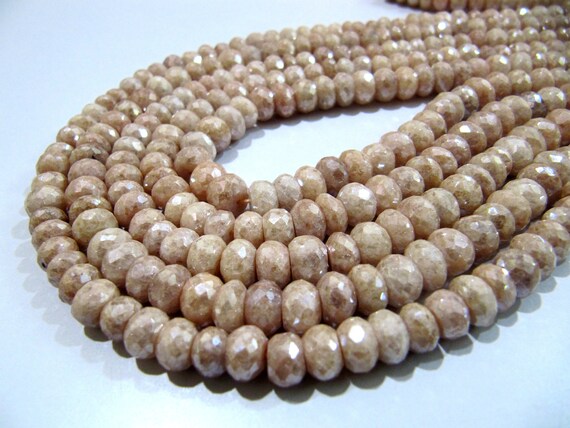 Mystic Coated Peach Silverite Beads / Rondelle Faceted Silverite Chalcedony Beads / Size 7-8mm / Strand 8 inch long Silver Coated