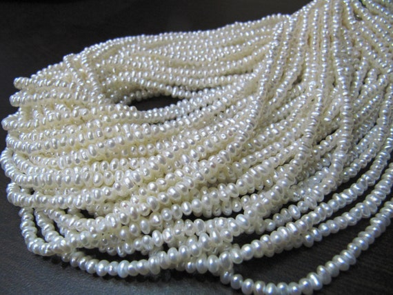 Natural Pearl Rondelle 3mm Beads sold per Strand 13 inch Birthstone Beads Jewelry Making Fresh Water Pearl Beads Wholesale prices