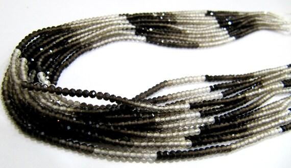 Natural Smoky Quartz  2mm Rondelle Micro faceted Gemstone Beads Strand 13 Inches Long Best Quality Beads shaded color beads