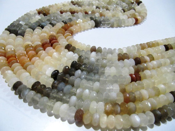 Natural Multi Moonstone Rondelle Faceted 9mm Beads Strand 8 inches long Best Quality Beads Wholesale prices jewelry making gemstone beads