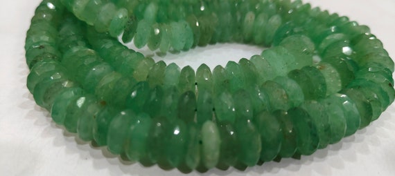 Natural Green Strawberry Quartz  Faceted Gemstone Beads German Cut Rondelle Shape Beads 9-12 mm Strand 8 inches long Graduated Beads