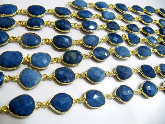 Natural Blue Opal Uneven  Free Shape Briolette Bezel Connector Chain Size 12 to 15mm  Wholesale prices Jewelry making bezel chain.