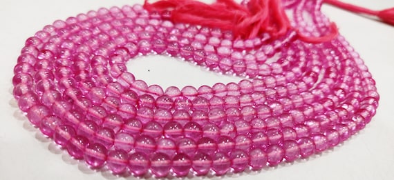 Natural Topaz Pink Color Round Ball Shape Plain Smooth 6mm Beads Sold Per Strand 13 Inches Long Best Quality Beads
