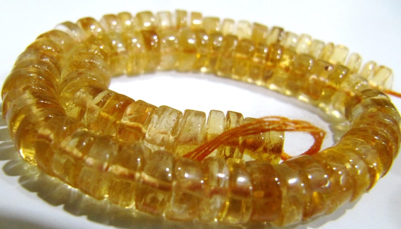 ON SALE Natural Citrine Tyre Shape Rondelle Plain Smooth Size 4 to 8mm Jewelry Making Beads Strand 8 inches Long Sold Per Strand