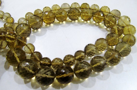 Extrafine Micro Faceted Natural Beer Quartz Bead Round shape 7to12mm size Strand 8 inch Long Ball Shape Semi Precious beads wholesale Prices