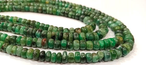 Natural Emerald Rondelle Smooth 4 to6mm Graduated Beads Sold Per Strand 8 Inches Long Great Quality Beads