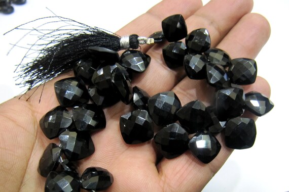 Genuine Black Spinel Briolette beads Cushion Shape Size 10 to 12mm, Faceted Square beads,8 inch Strand approx. 30 beads per strand Wholesale