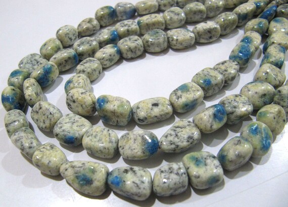 Natural K2 Jasper K2Nite Azurite Granite Nugget Shape Tumbled Plain Smooth 10mm To 12mm Beads Jewelry Making Beads Strand 8 Inches Long