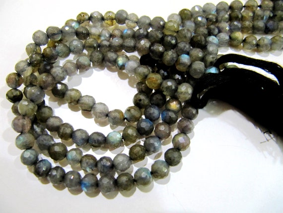 Natural Labradorite Round Ball Shape  Faceted 7mm Beads Strands 10 inches Long Top Quality Jewelry making Gemstone Beads