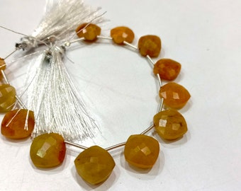 Natural Yellow Aquamarine Cushion Shape 12mm  Briolette Beads Sold per Strand 8 Inches long Best quality Beads