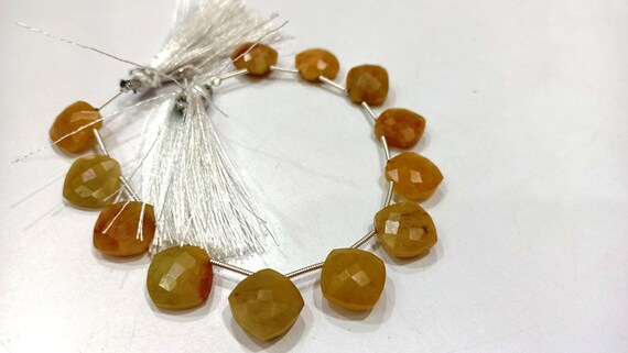 Natural Yellow Aquamarine Cushion Shape 12mm  Briolette Beads Sold per Strand 8 Inches long Best quality Beads
