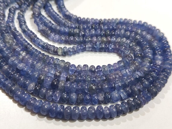 Natural Tanzanite Rondelle Plain Smooth 4-5mm Size Beads Strand 13 inches long Wholesale Prices Jewelry making Gemstone Beads