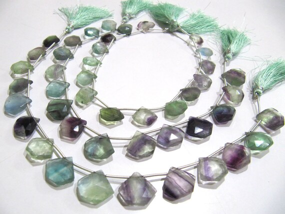 AAA Quality Natural Multi Flourite Multi Color Beads Fluorite Diamond Shape Faceted Cut Beads Size 14-15mm Strand 10 Inches Long .
