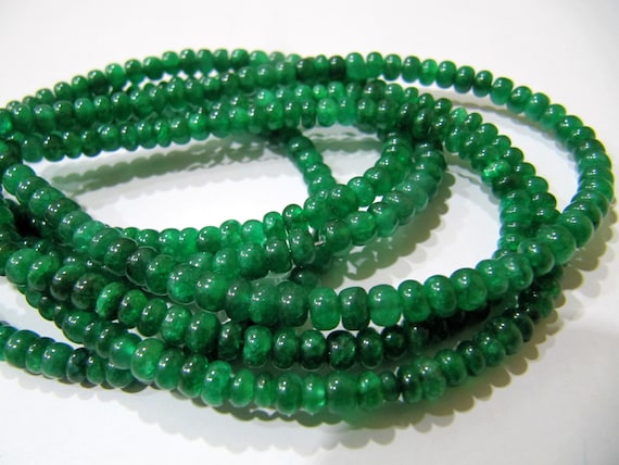 Dyed Emerald Rondelle Plain Smooth 4-5 mm Size Beads  Strand 8 inches long Jewelry Making Precious Gemstone Beads Wholesale Prices