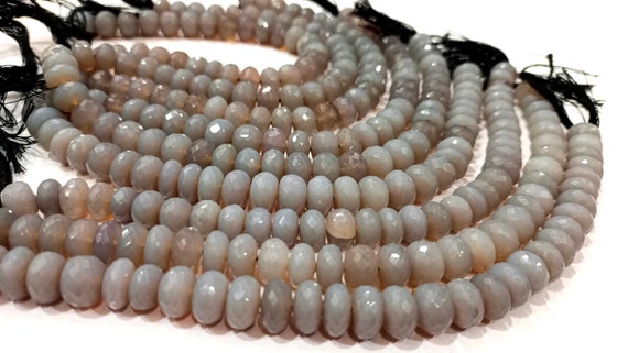 Natural Grey Chalcedony Rondelle Faceted  9 to 12 mm Gemstone Beads Sold Per Strand 8 Inches Long Great Quality Wholesale Beads