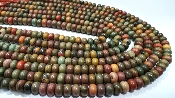 Natural Brown Jasper Rondelle Plain Smooth 8mm Gemstone Beads Sold Per Strand 8 Inches Long Jewelry Making Beads
