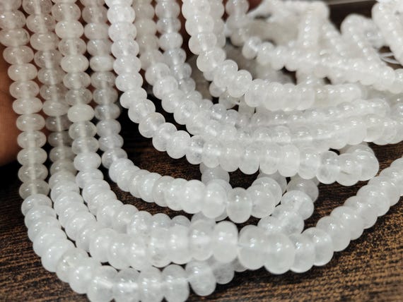 Natural Ice Quartz  Rondelle Plain Smooth 8mm Beads Sold Per Strand 8 inches Long Great Quality Beads