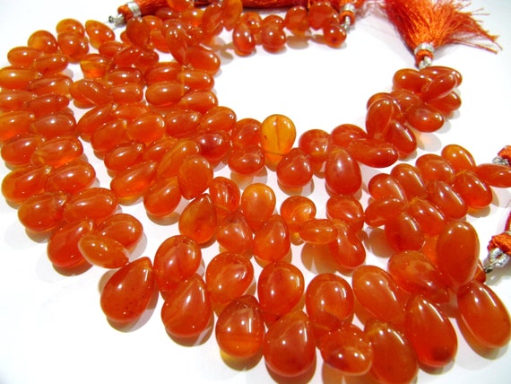 Natural Carnelian Pear Shape Plain smooth 9x12mm to 10x14mm Beads Graduated Strand 8 inches long Best Quality Beads Wholesale Price